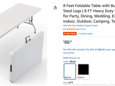 8 Feet Foldable Table with Built in Handle & Steel Legs