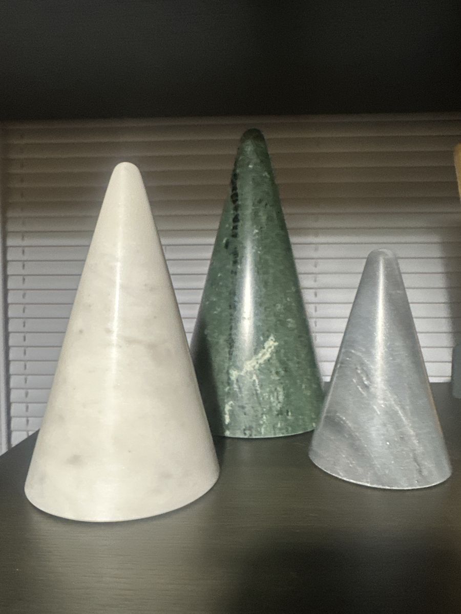 Set of 3 Modi Marble Sculptures Cones Decorative Objects