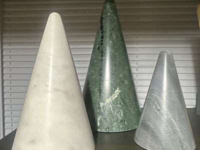 Set of 3 Modi Marble Sculptures Cones Decorative Objects