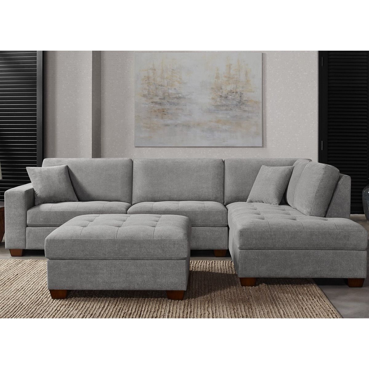 Miles 3-piece fabric sectional with storage ottoman ( Costco )