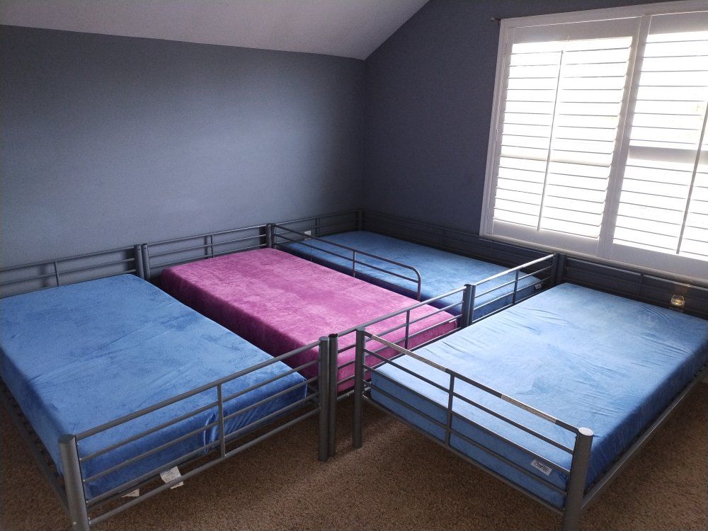 Twin bed sets w/ clean foam mattresses. Buy individually or as a set