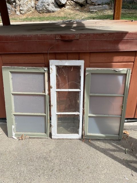 Vintage Wood Window Frames - Architectural Salvage, Rustic Decor, Craft Projects - Distressed Finish