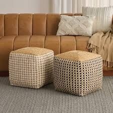 Nourison Jute 16 x 16 x 16 Square Pouf #103270