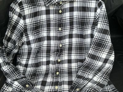 Polo Ralph Lauren Women's Custom Fit Plaid Button Down Shirt L Black White