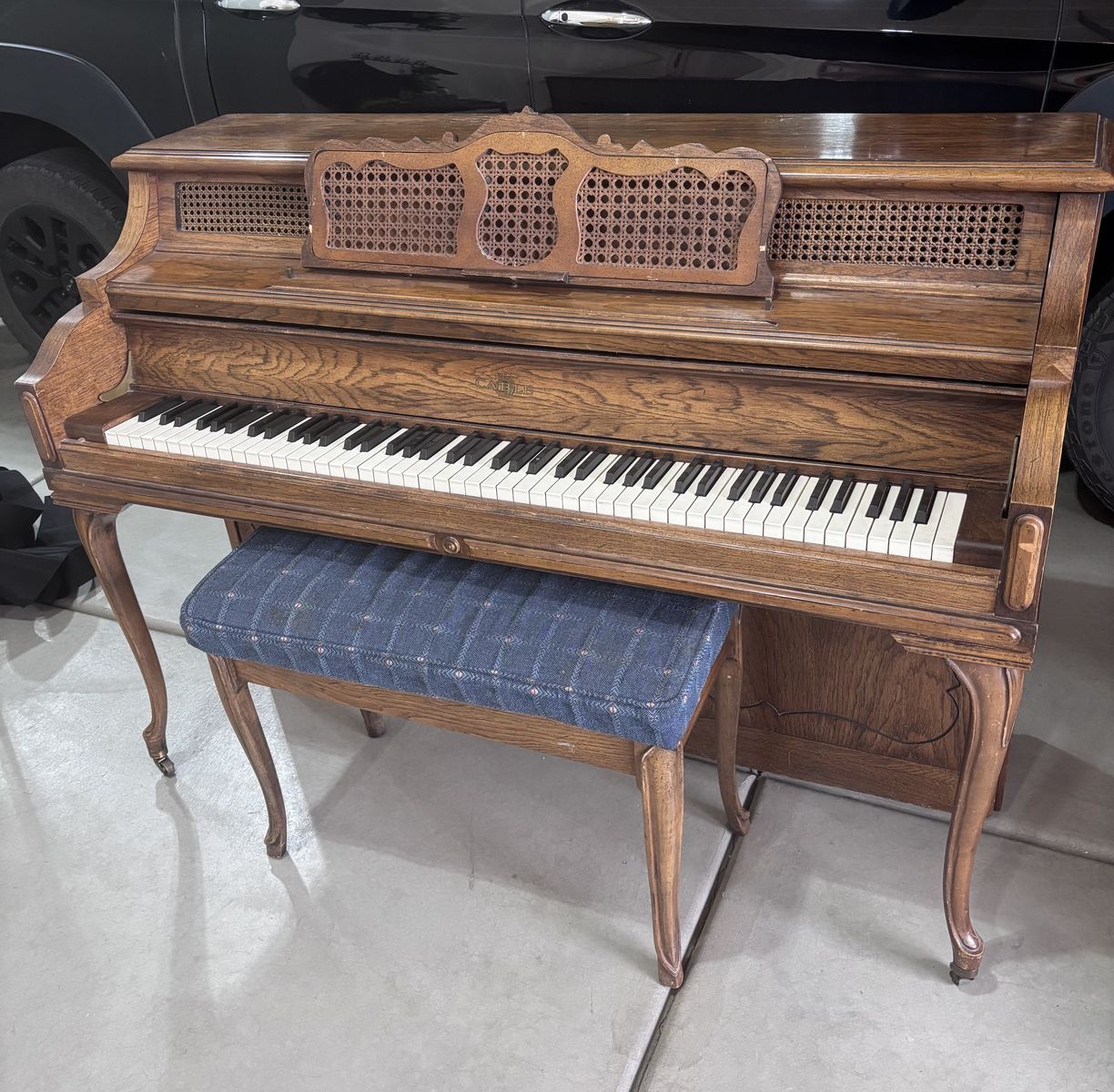 Upright Cable Piano with piano bench