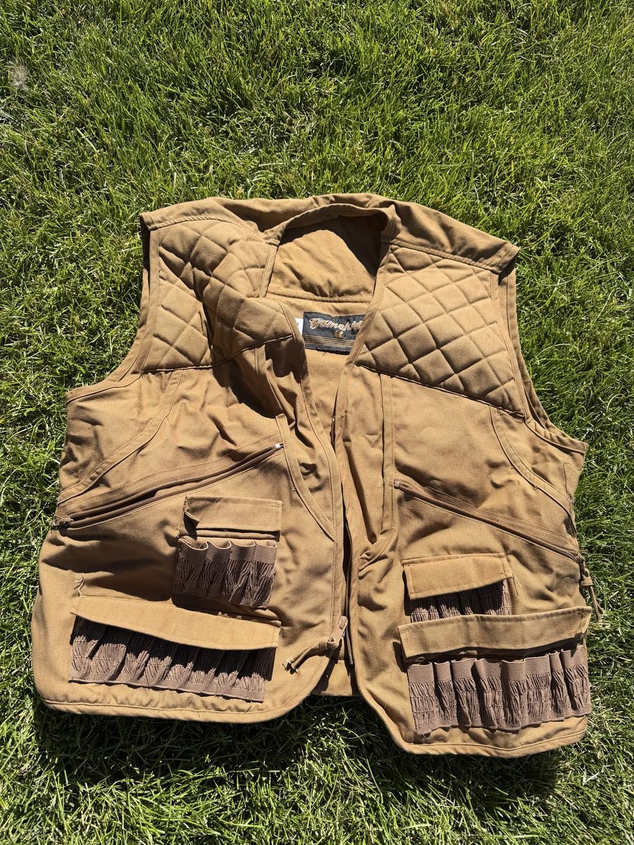 Vintage Browning Hunting Vest Tan Canvas Quilted Shooting Vest with Shell Loops, Men's Size L