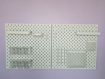 Ikea White Pegboard Wall Organizer Set (Accessories Included)