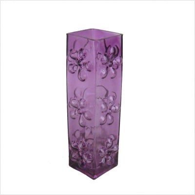 New Danya B Tall Purple Glass Vase with Blownout Daisy Flowers Design Decor