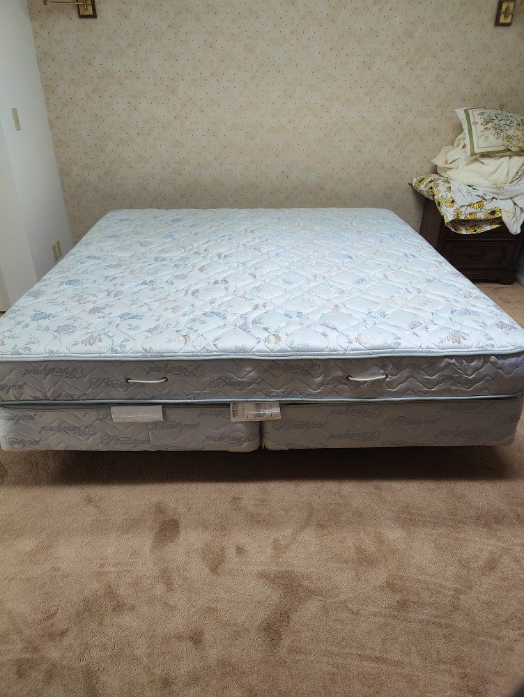 Beautyrest King size Mattress, Box Spring Set & frame - Used Good Condition