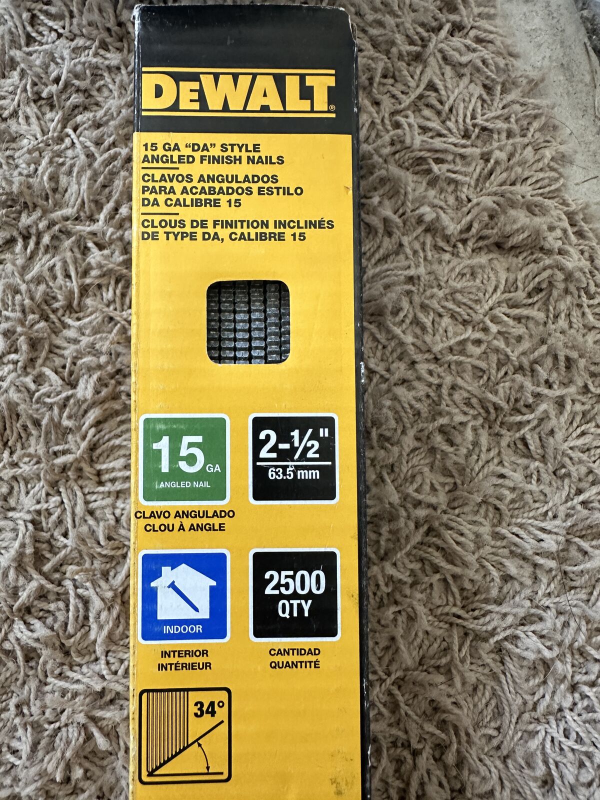 2-1/2 in. x 15-Gauge Hot Galvanized Angled Nails (2500 Pieces)