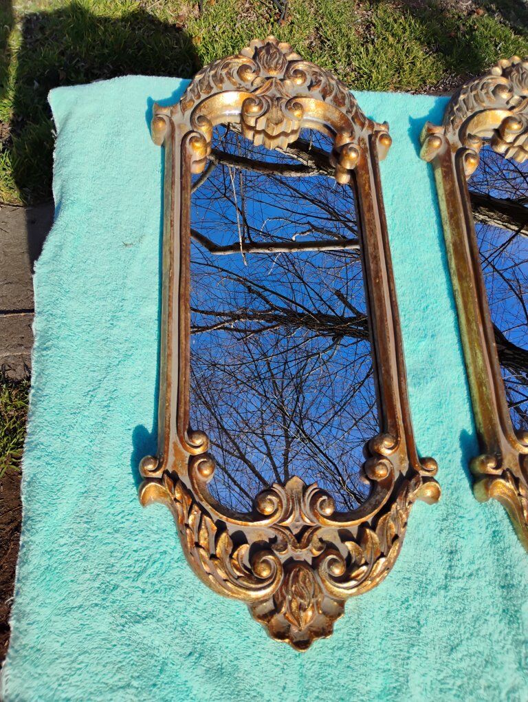 Vintage Set Of Gold Gilt Finish Ornate Mirrors