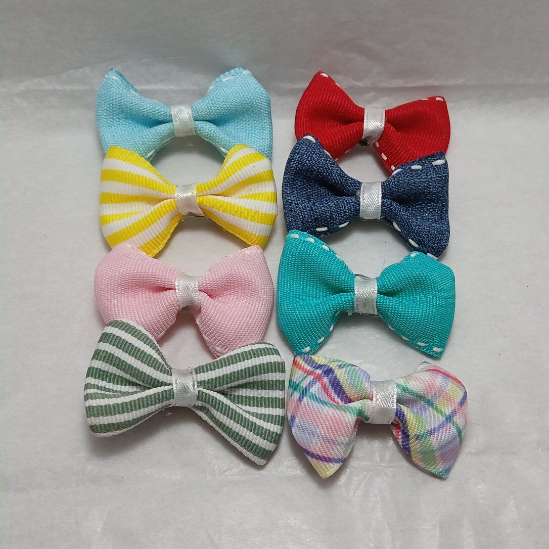 Mini Striped Edge Hair Bows