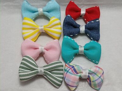 Mini Striped Edge Hair Bows