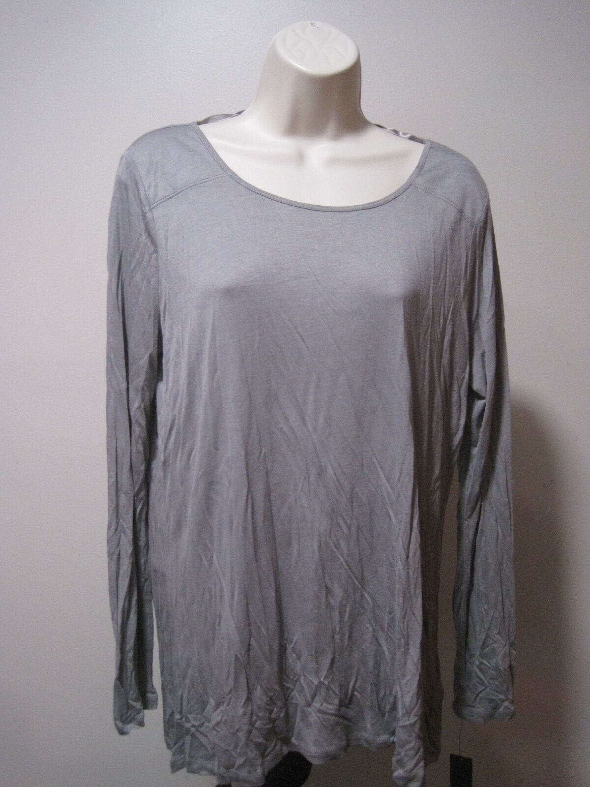 Apt 9 Womens Large Frost Grey High Low Hem Round Neck Tunic Long Sleeve Shirt