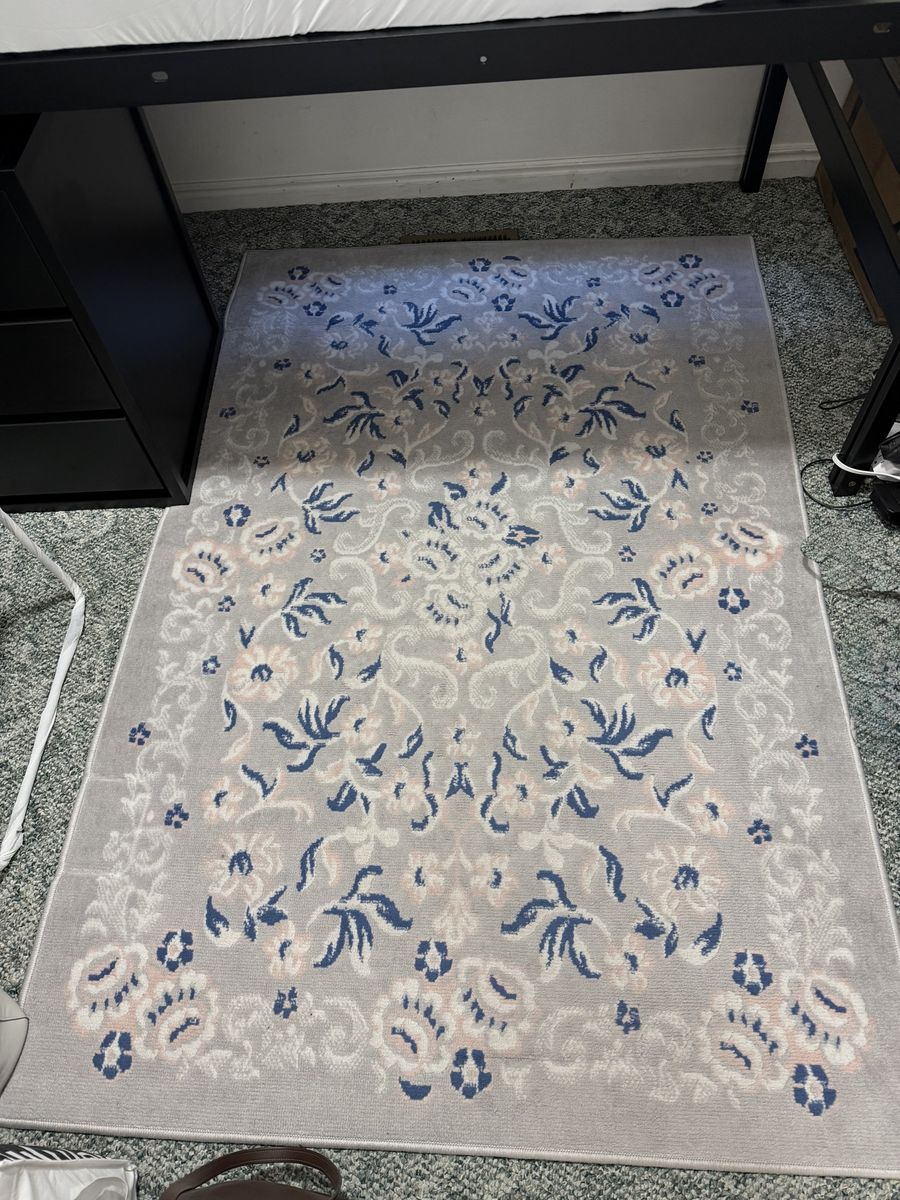 4 x 6 Floral Area Rug Gray Blue Pink