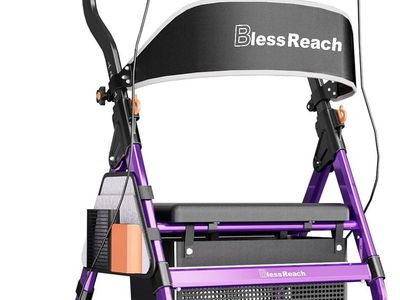 NEW BlessReach Heavy Duty Upright Rollator Walker for Seniors with Seat, 450lb Capacity, 8" All-Terrain Wheels