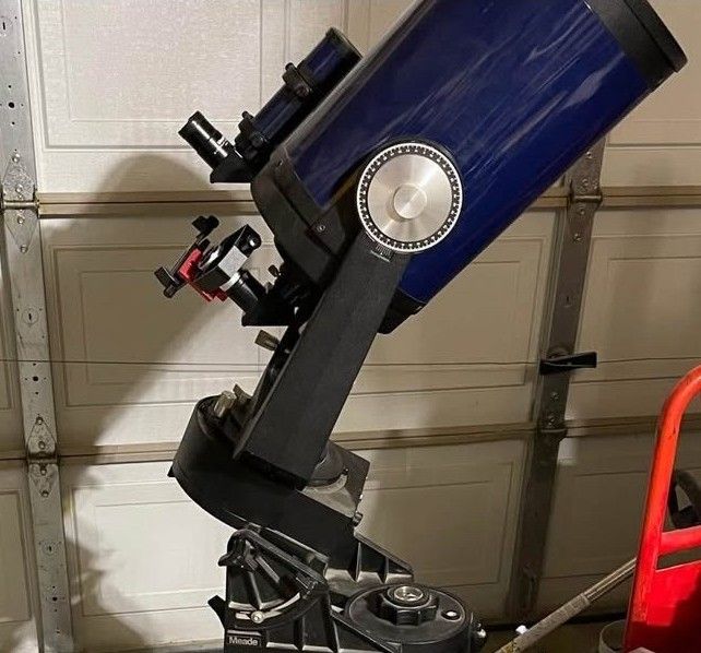 Meade 8” Telescope, Stand, Mount, Eye pieces, Phone Camera adaptor.