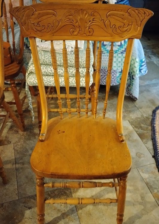 Vintage Wooden Dining Chairs - Set of 6 Antique Pressed Wooden Chairs - My Great Grandmother's