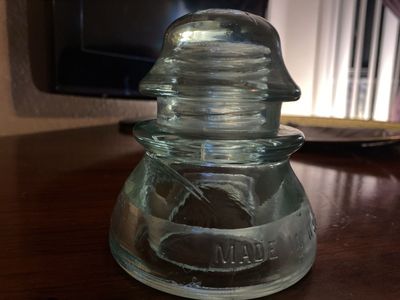 Vintage Clear Glass Telegraph Insulator - "Made in USA" Embossed
