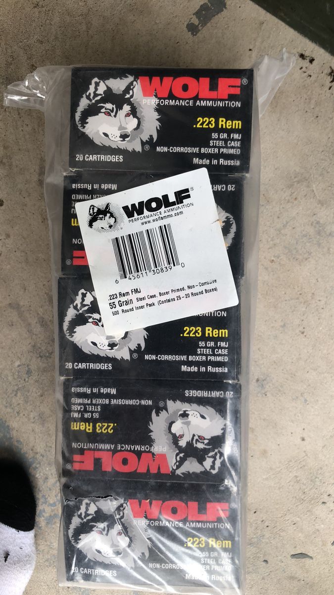Wolf Performance Ammunition .223 Rem 55 Grain FMJ Steel Case 500 Rounds.223 wolf