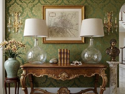 Pair Ethan Allen Large Onion Jar Glass Table Lamps