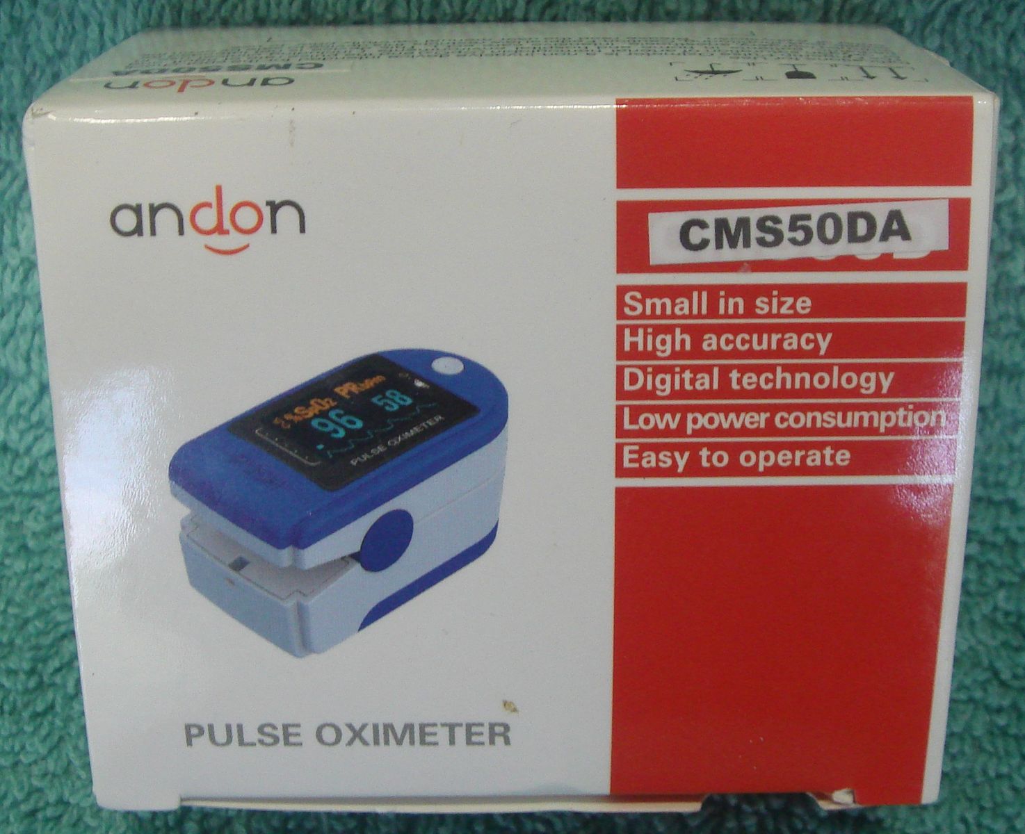 Andon  Pulse Oximiter.  Measures Pulse and O2.  Brand New