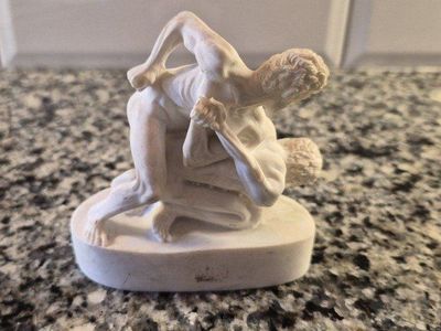 The Wrestlers Greek Mythology Statue Figurine Sculpture Handmade Alabaster "The Wrestlers"