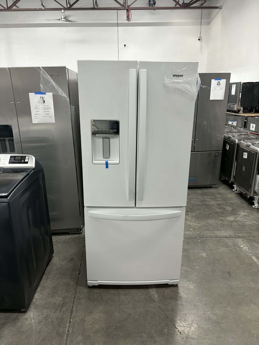 NEW WHIRLPOOL 30 INCH WHITE FRENCH DOOR FRIDGE
