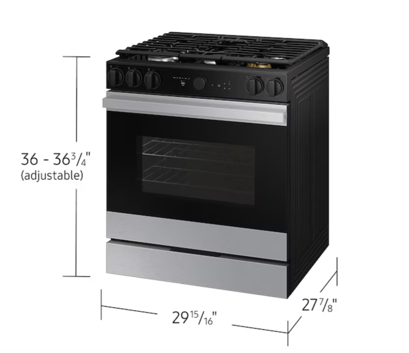 NEW Gas Stainless Samsung Bespoke 30 inch 5 burners 6-cu ft Range