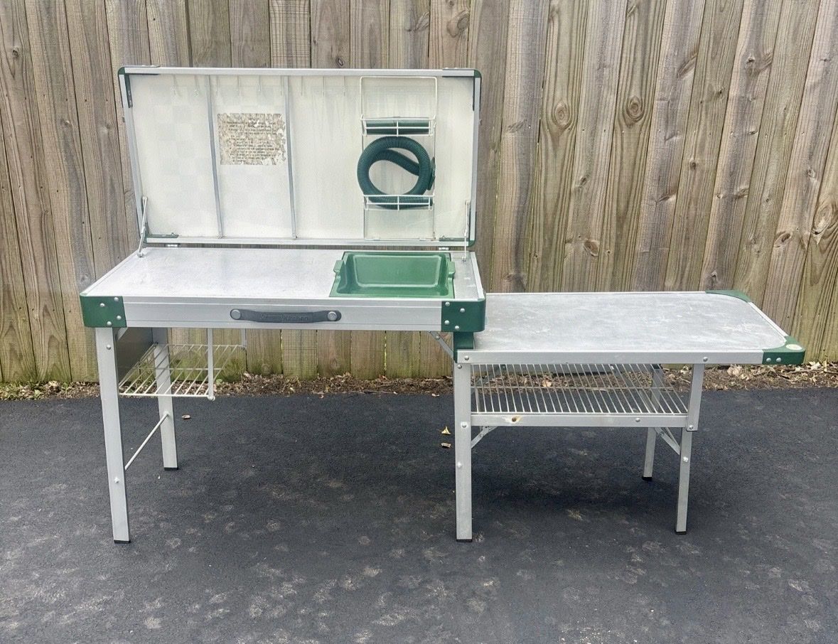 Vintage Coleman Exponent Pack-Away Portable Camping Kitchen w/ Sink & Table