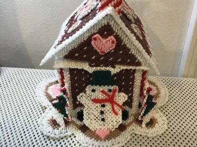 Gingerbread House Plastic Canvas Handmade from Dick Martin Design Needle Craft 1982