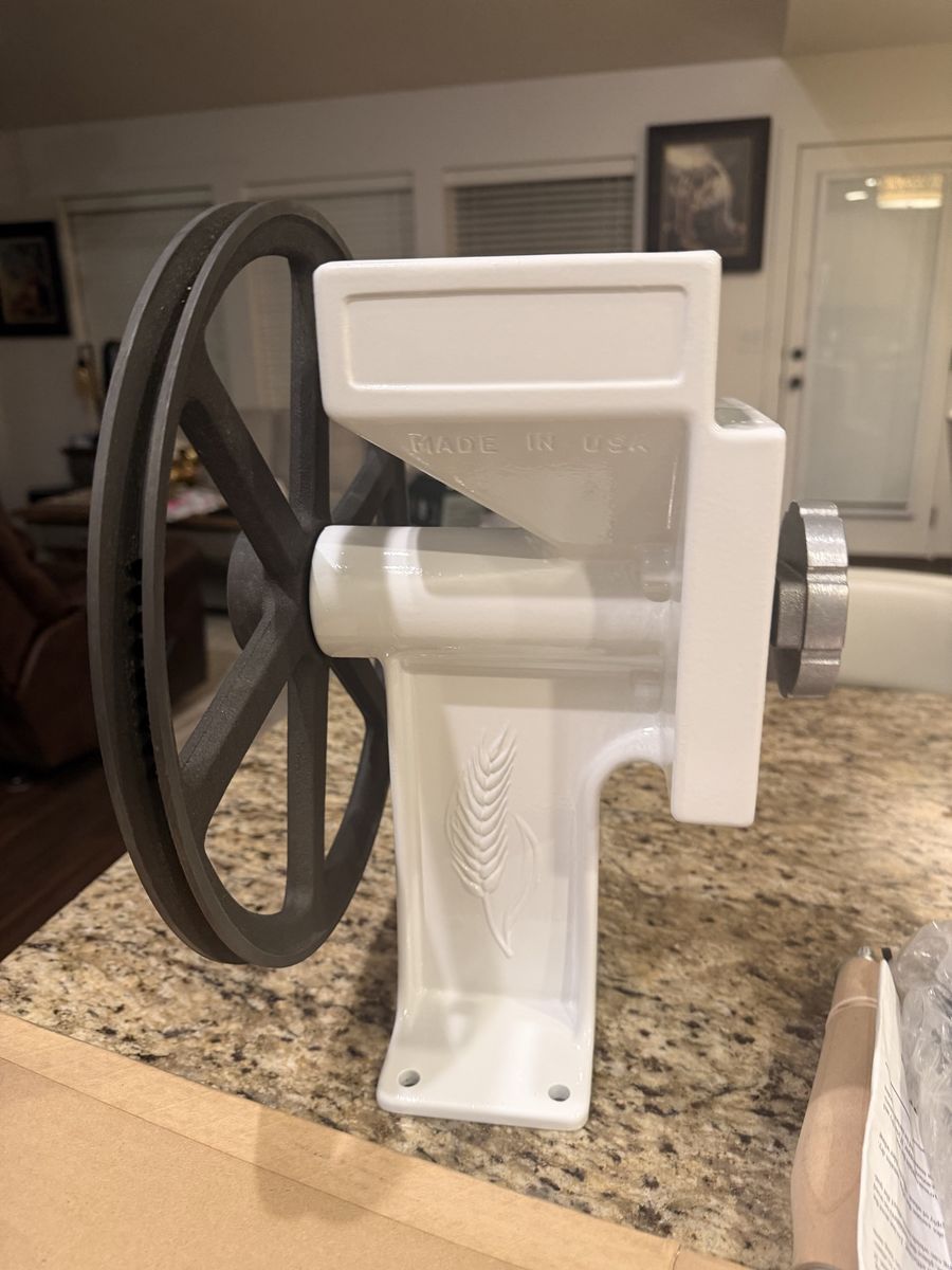 Country Living Grain Mill - Made in USA White Cast Iron Hand Mill