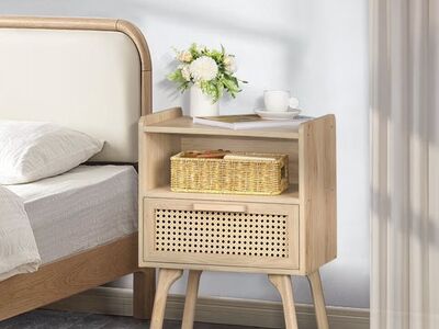 Rattan Nightstand – Natural Boho Style Bedside