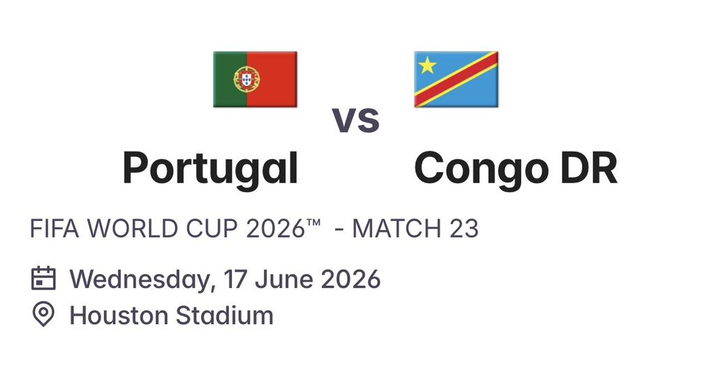 FIFA Tickets Portgual Vs Congo 06/17 Lower