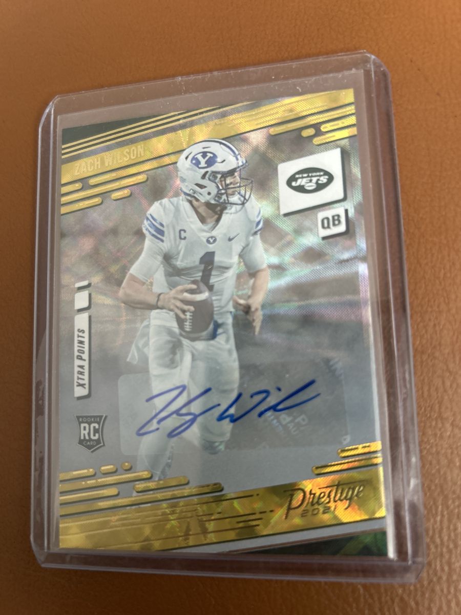 BYU Panini Prestige 2021 Zach Wilson Rookie Card Autograph Xtra Points New York Jets RC Hand Signed Auto *Rare* Yellow Version