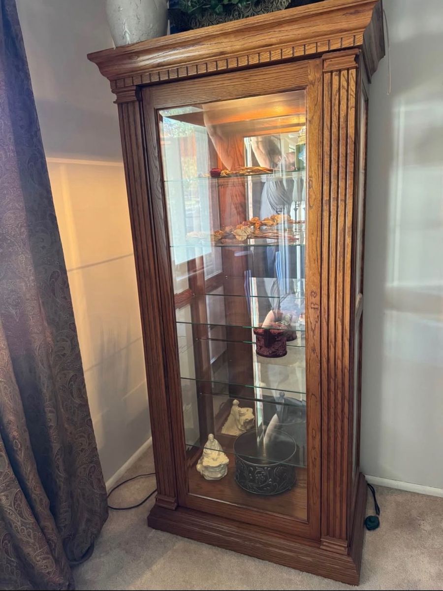 Wooden Glass Decor Cabinet