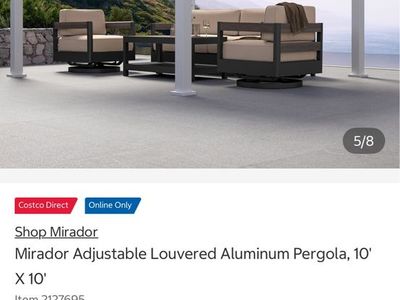 Mirador 10x10 Adjustable Louvered Aluminum Pergola - White, New in Box