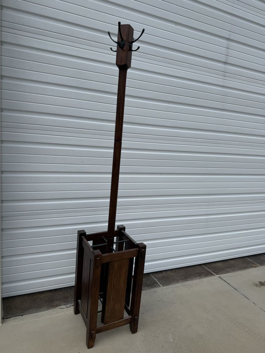 Solid Wood Coat Rack / Hall Tree with Umbrella Stand. OBO