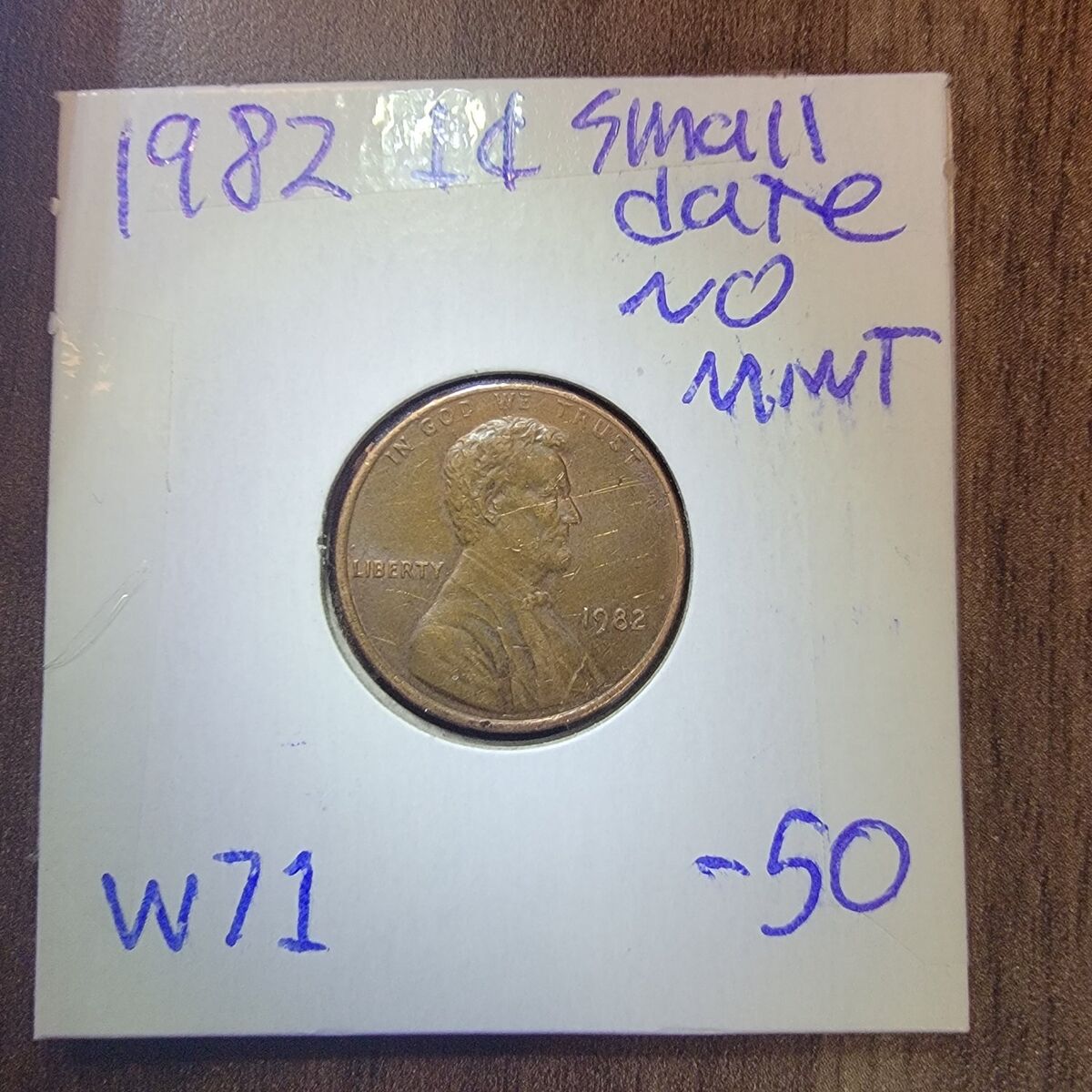 1982 penny, small date, no mint.