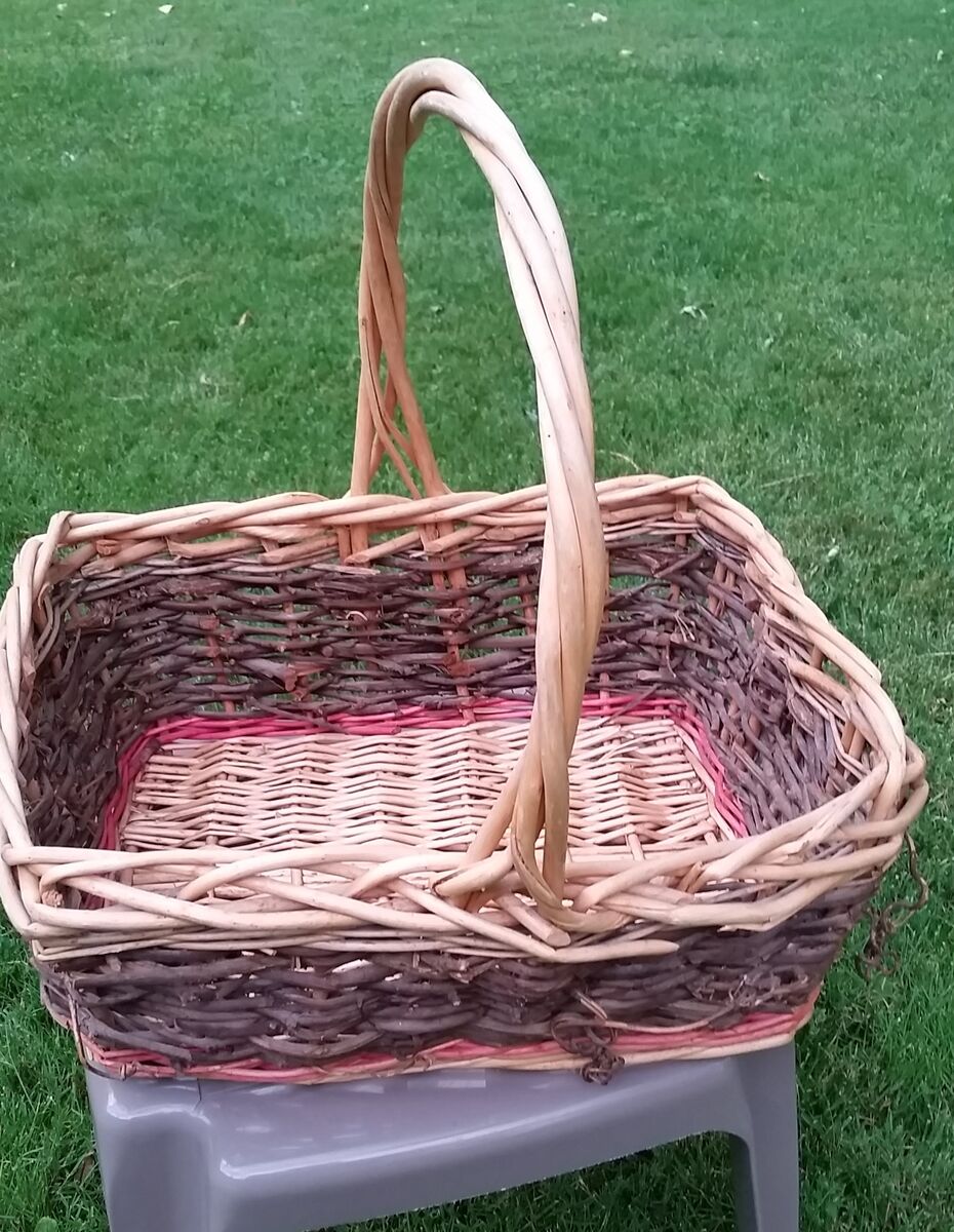 Large Natural Grapevine & Wicker Rectangular Basket