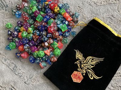 Large Assortment of Polyhedral Dice with Storage Pouch - D&D, RPG, Tabletop Games