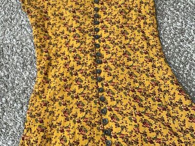 Urban Outfitters Floral Yellow Button-Front Lace-Back dress XS