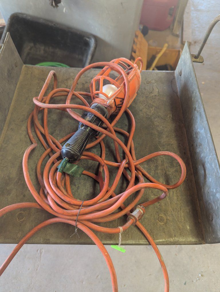 Heavy-Duty Work Light with Long Orange Extension Cord - Durable Utility Shop Light 23' cord