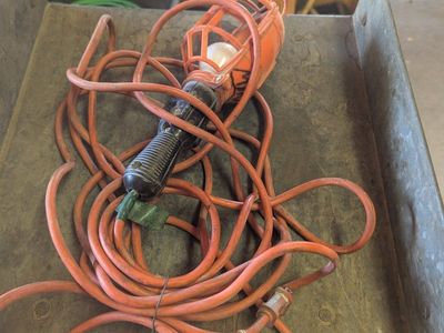 Heavy-Duty Work Light with Long Orange Extension Cord - Durable Utility Shop Light 23' cord