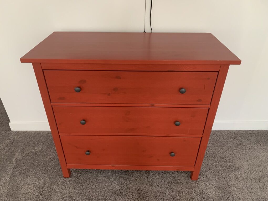 Red 3-Drawer Dresser