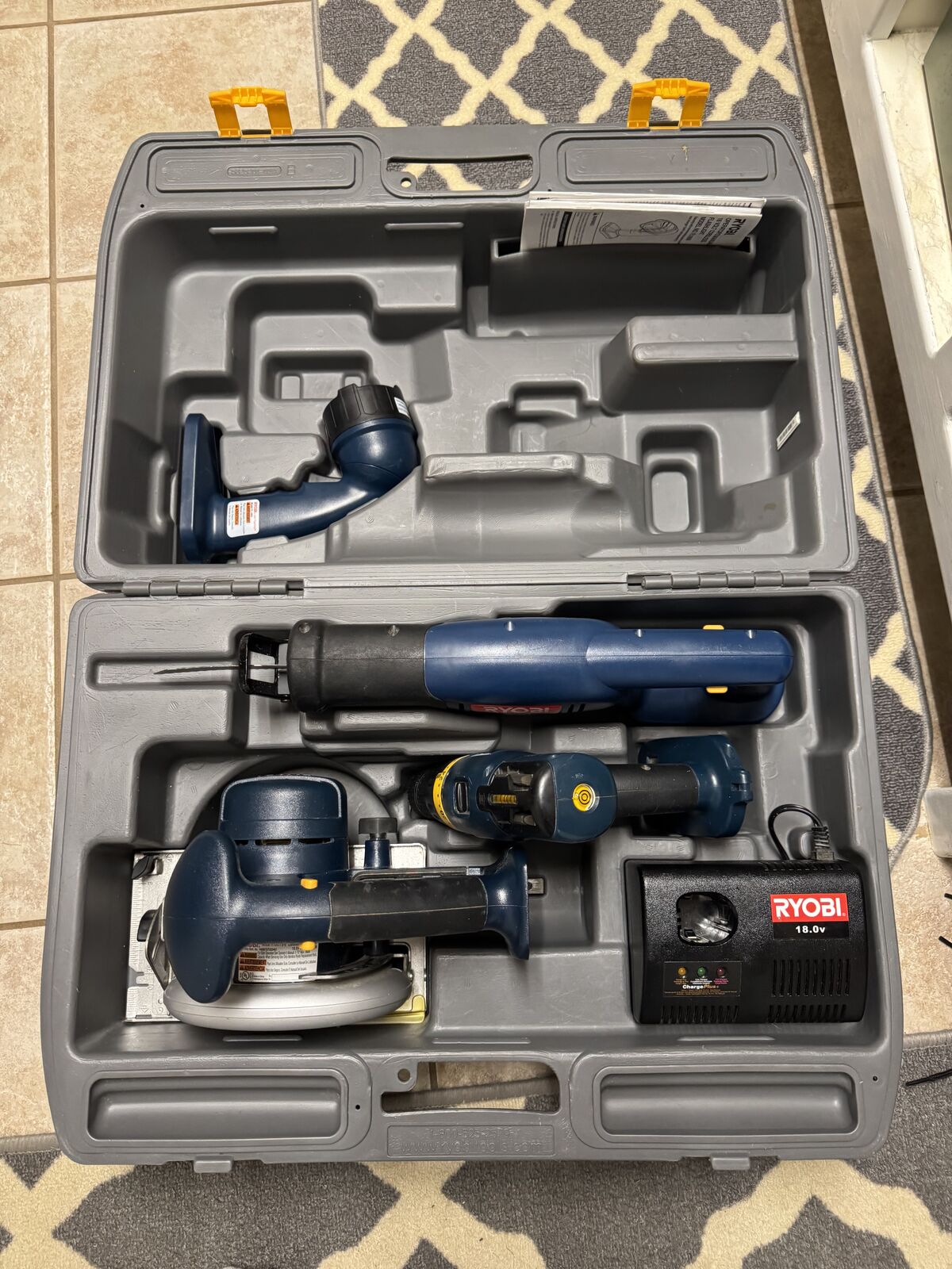 Ryobi 4-Tool 18V Power Combo Kit with case (no battery)