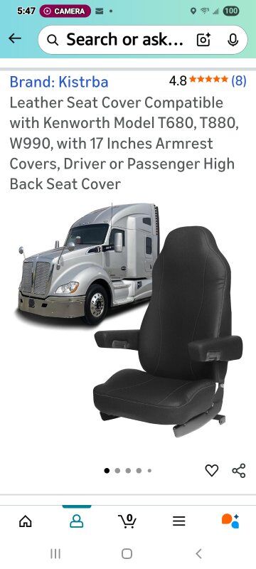 New in Package! Kenworth Seat Cover (ONE)