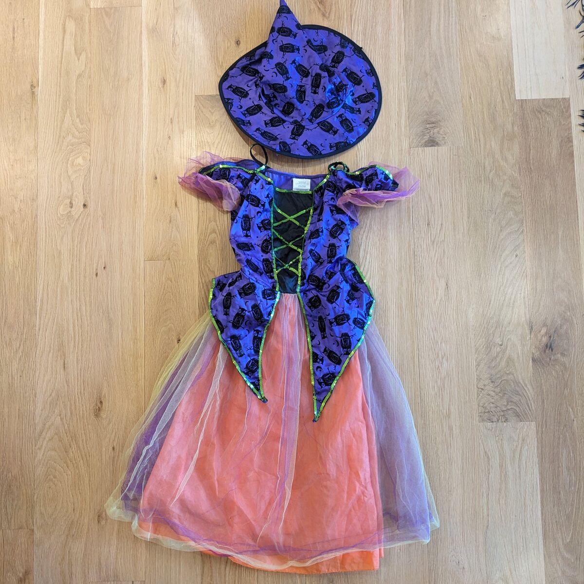 Purple Orange Witch Costume - girl size 8 / 10