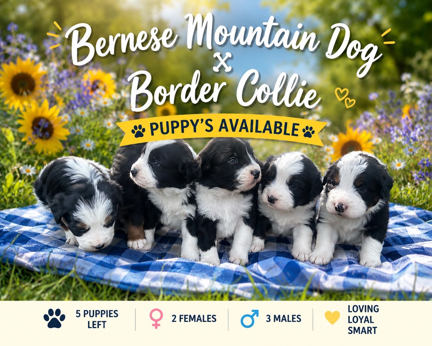 Bernese Mountain Dog x Border Collie Puppies