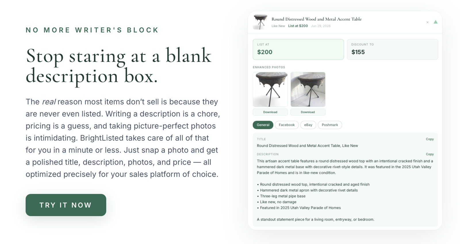 AI Listing Tool – Turn Photos Into Polished Classifieds Listings Instantly